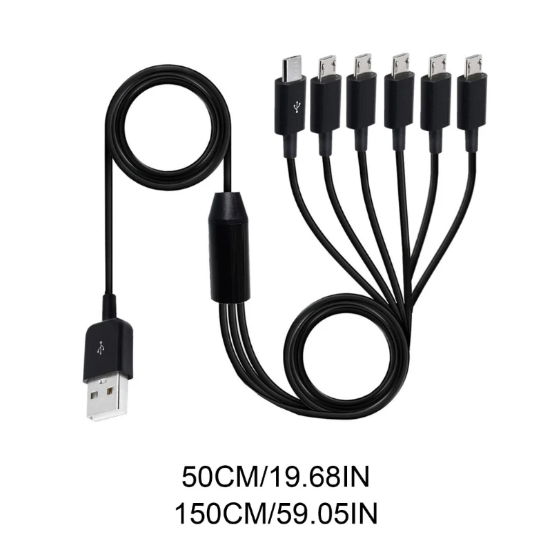 Enhanced Micro USB Splitter Cable - 1 to 6 Data Connector Adapter