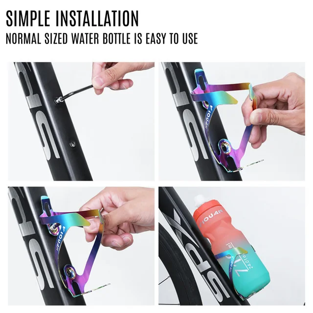 Lightweight Bike Bottle Cage Gradient Color Bicycle Water Bottle Holder Socket One-piece Aluminium Alloy MTB Drink Cup Bracket 6