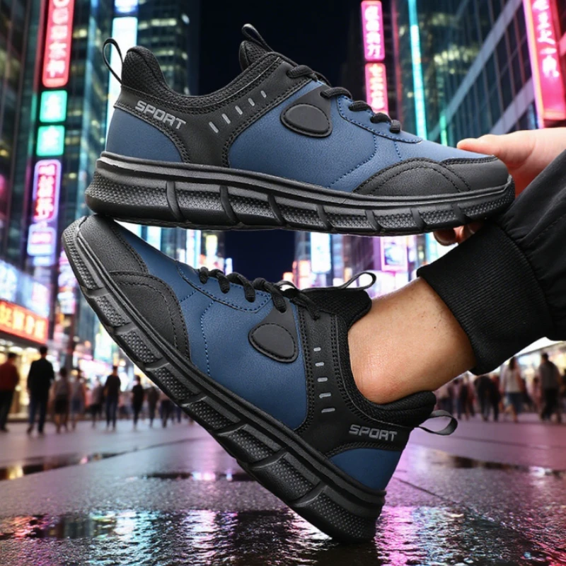 Men's Sneakers Classic Black Fashion Anti Slip Casual Outdoor Training Shoe Spring Autumn Lightweight Comfortable Work Shoes Men