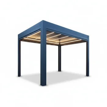 Pergola Motorizzata in Lega di Alluminio, Gazebo Impermeabile con Lamelle Orientabili, Tettoia in HDPE con Tenda, Robusta Struttura per Esterni