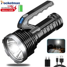 

Portable LED Flashlight USB Rechargeable Work Light Searchlight Spotlight Waterproof Torch with Side Light and Built-in Battery