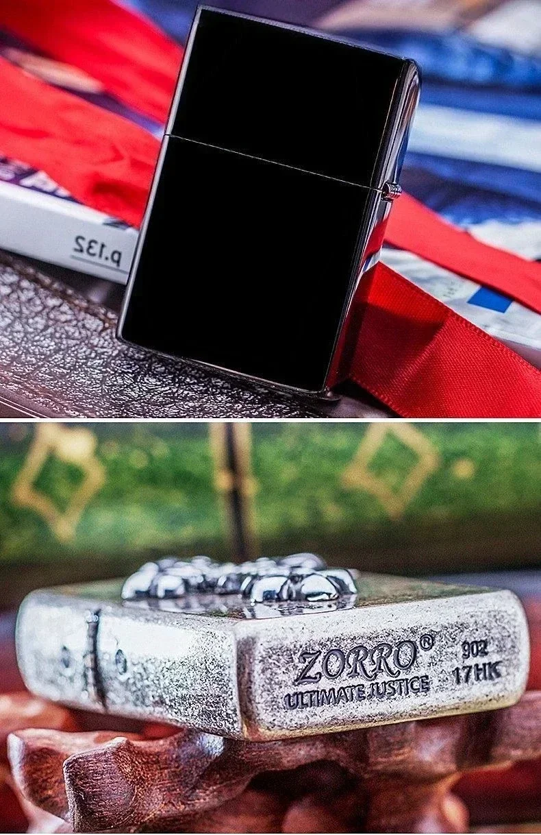 Zorro Kerosenes Windproof Lighter 3D Ancient Silver Cross Stamp Retro Grinding Wheel Design for Wholesale
