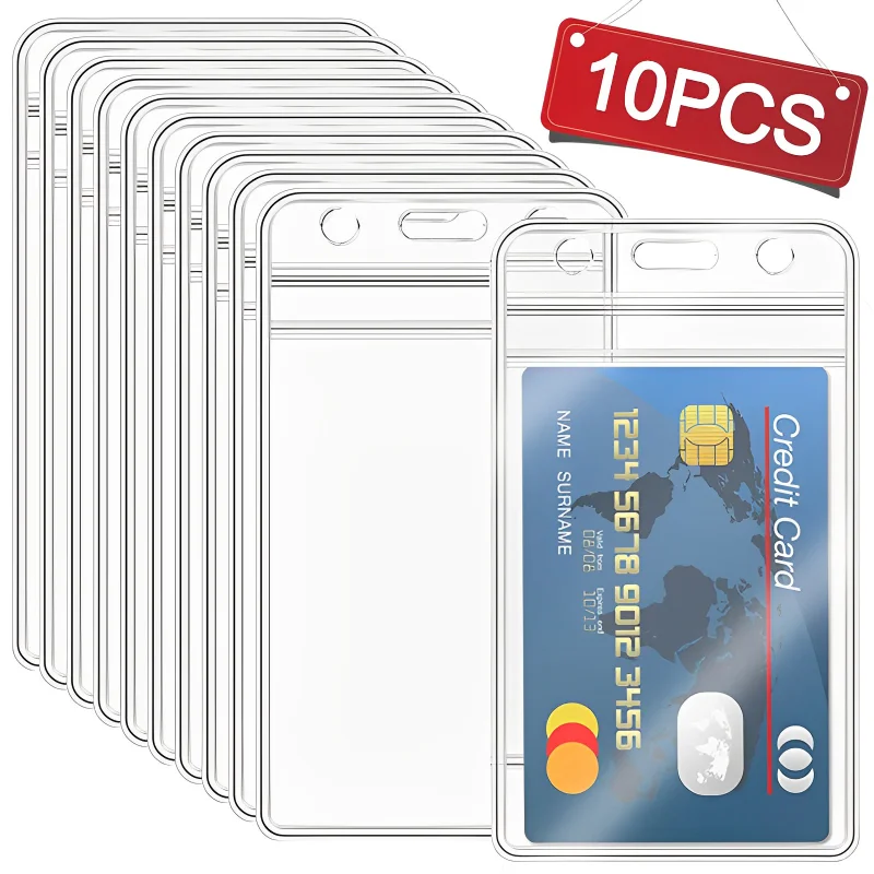 

10/1PCS Vertical PVC Card Holder ID Card Badge Holder Transparent Waterproof Vinyl Plastic Clears ID Card Bag Credential Holder