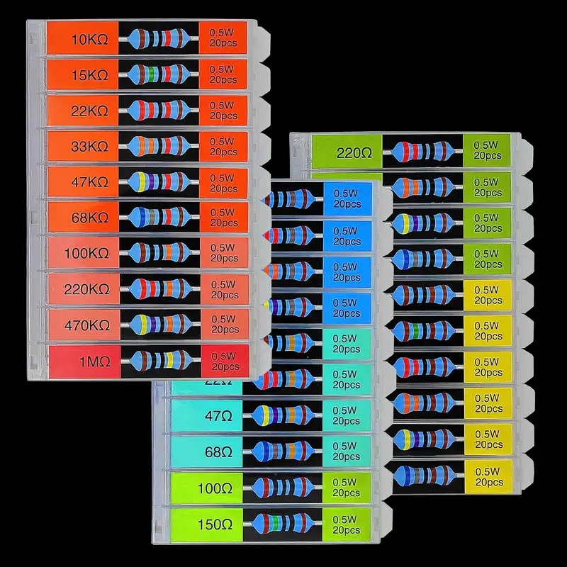 1/2W 30 Values 600pcs Resistor Kit, 1 Ohm-1M Ohm 1% Metal Film, Individual Compartment, Assorted Set for Electronics - Image 4