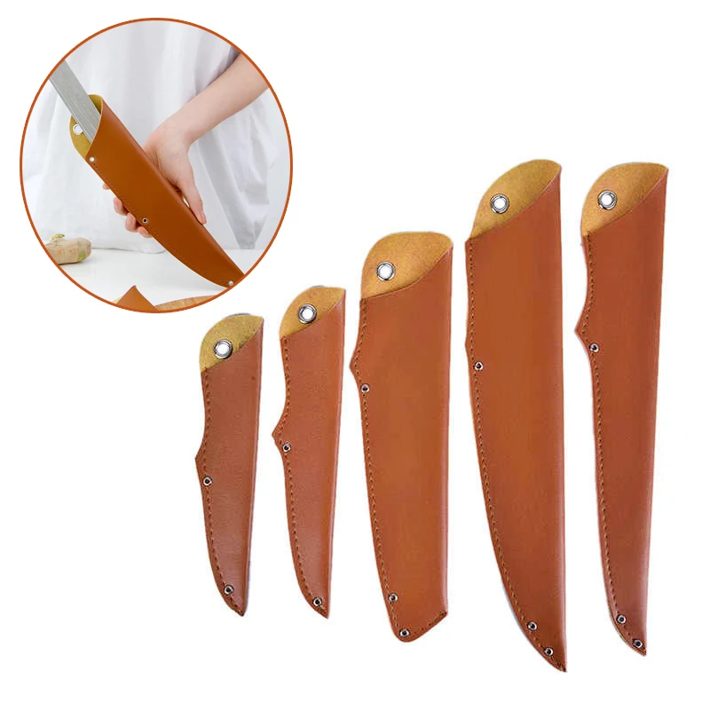 PU Leather Western Kitchen Knife Sheath Blade Protector Cover Edge