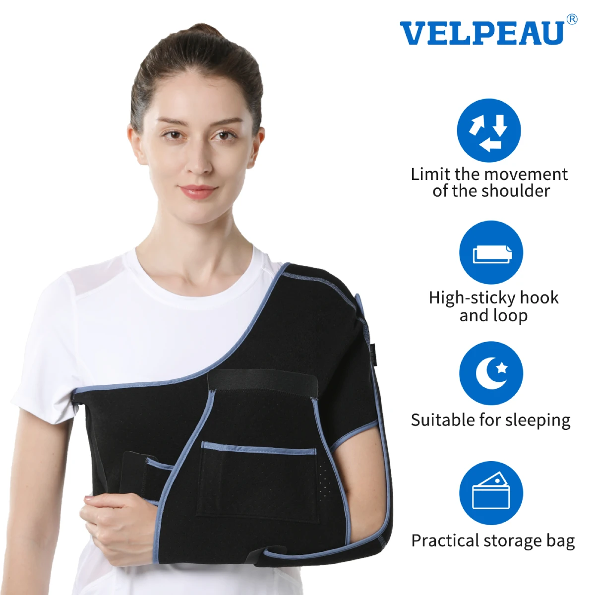 VELPEAU Shoulder Sling Adjustable for Rotator Cuff Break Arthritis Pain Fracture and Rheumatic Arm Sling Stable and Universal arm sling
