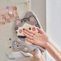 Cute Cat Hand Towel Quick Drying Kitchen Towel Cleaning Rag Coral Velvet Cartoon Absorbent Hanging Towel Bathroom Accessories 수건 2