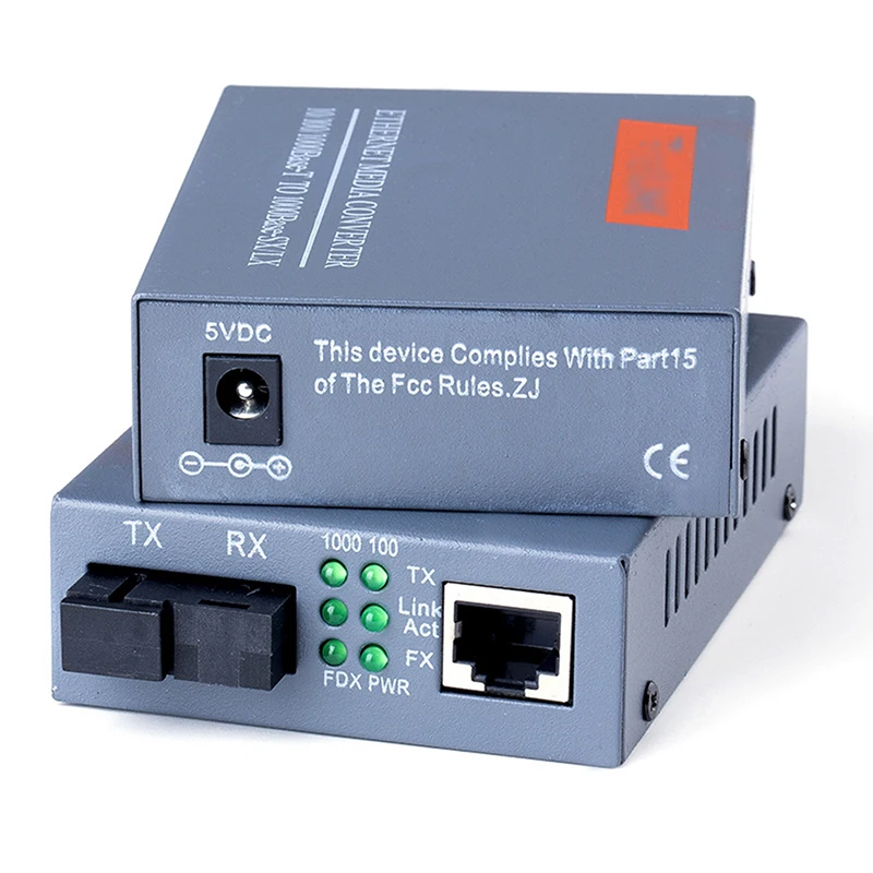 

1 Pair HTB-GS-03 A/B Gigabit Fiber Optical Media Converter 1000Mbps Single Mode Single Fiber SC Port 20KM External Power Supply