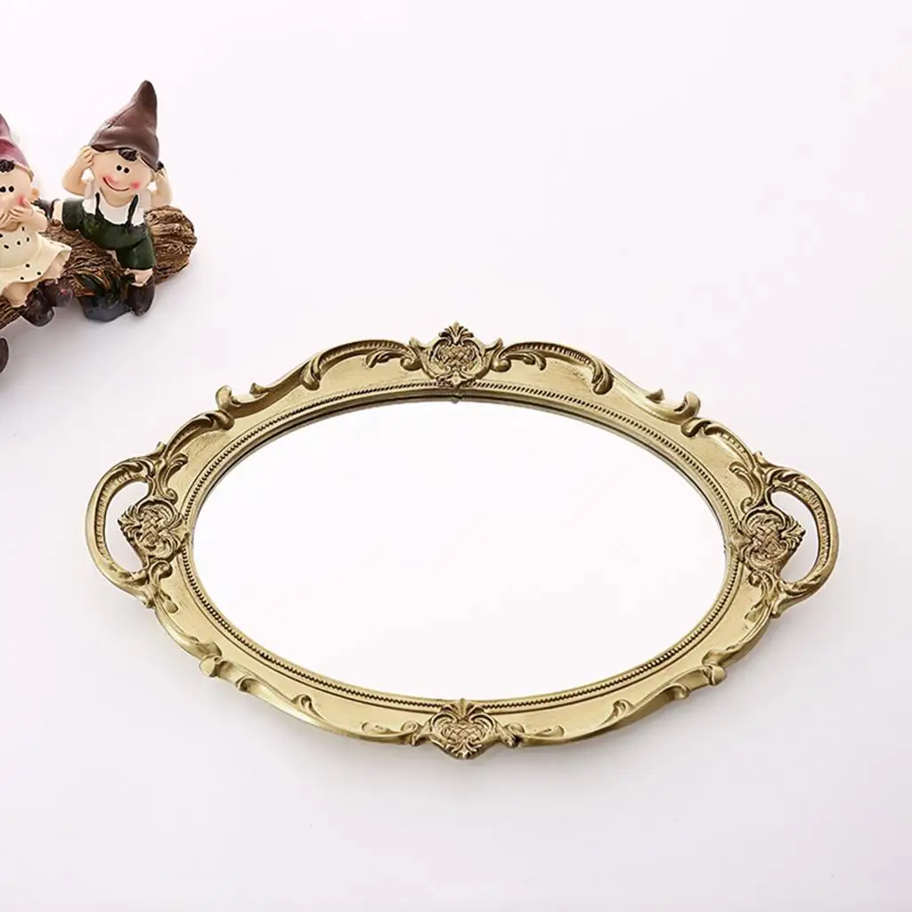 European Style Retro Vanity Mirror Tray Dressing Table Jewelry Cosmetic Perfume Storage Tray Decoration Display Home Ornament 3