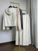 24 Autumn and Winter New Women's Cashmere Suit Hooded Zipper Top + High Waist Drawstring Leg Closing Pants Two Piece Set 2
