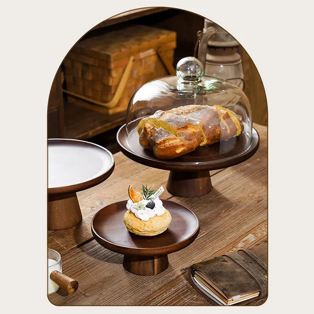 Alzata Per Torte Con Cupola HEFTMAN 25.4cm - Base Legno Acacia, Cupola Acrilico Trasparente, 2 In 1 - Foto 5