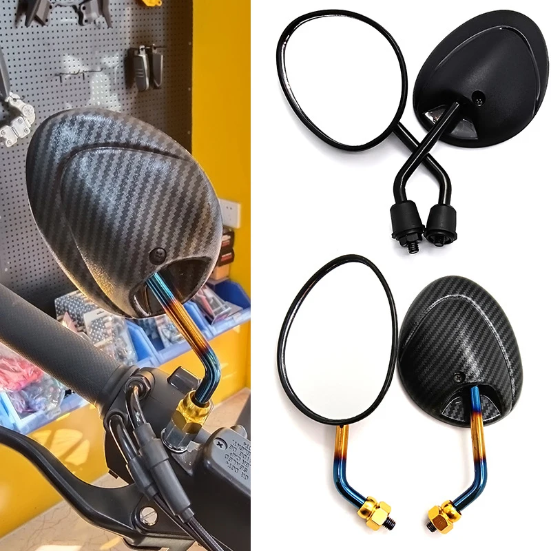 Carbon Fiber Texture Burnt Titanium Rearview Mirrors, 22mm Handle Bar, Universal Motorcycle, 1 Pair
