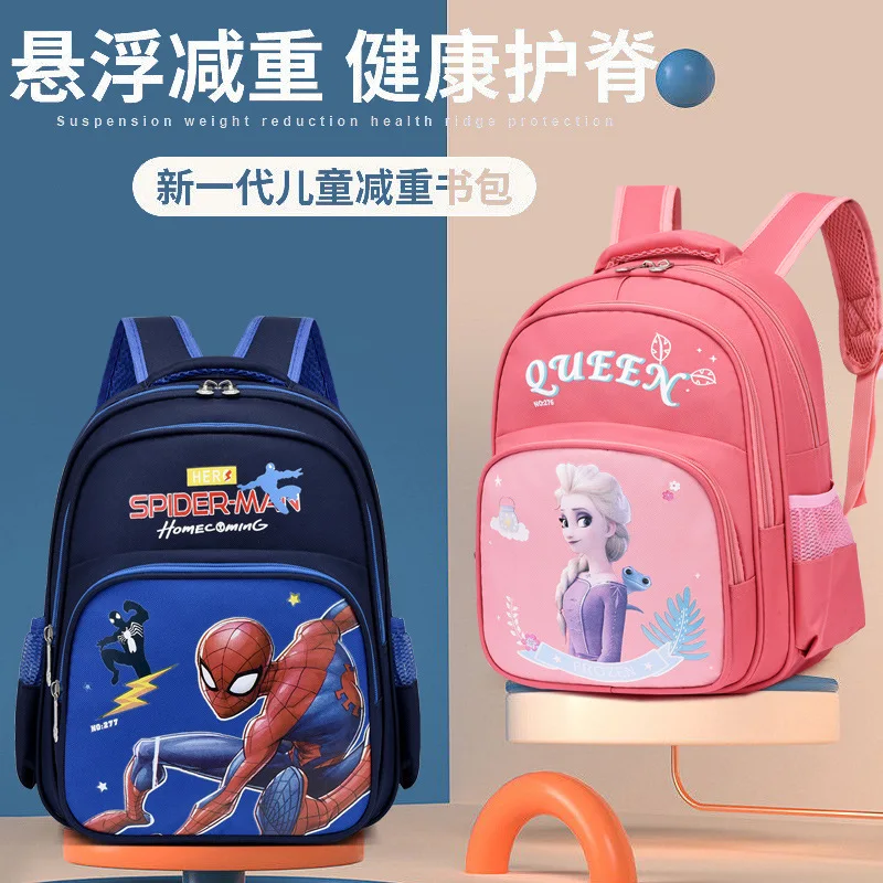 Disney New Frozen Marvel School Bags For Boys Girls Primary Student Shoulder Orthopedic Backpack Spider Man Elsa Anna Mochilas