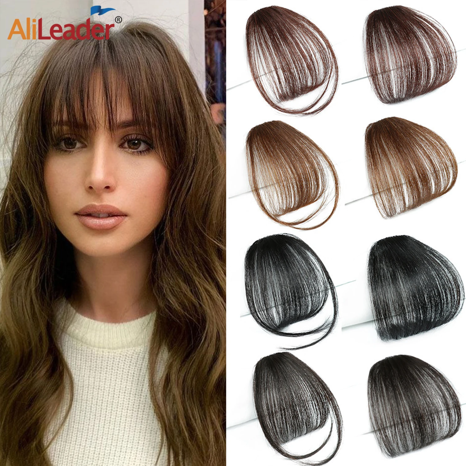 

Synthetic Hair Air Bangs Clip In Hair Extension Neat Front Fake Hair Bang Fringe False Hairpiece For Women Clip In Bangs