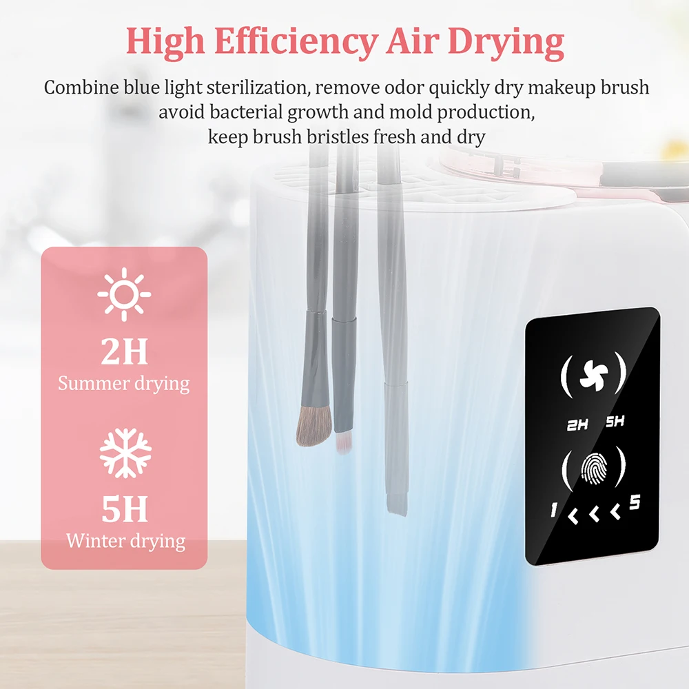 Automatic Makeup Brush Cleaner Dryer Machine Cosmetic Brushes Cleaning Air Drying Machine Sponge Egg Washing Drying Tools