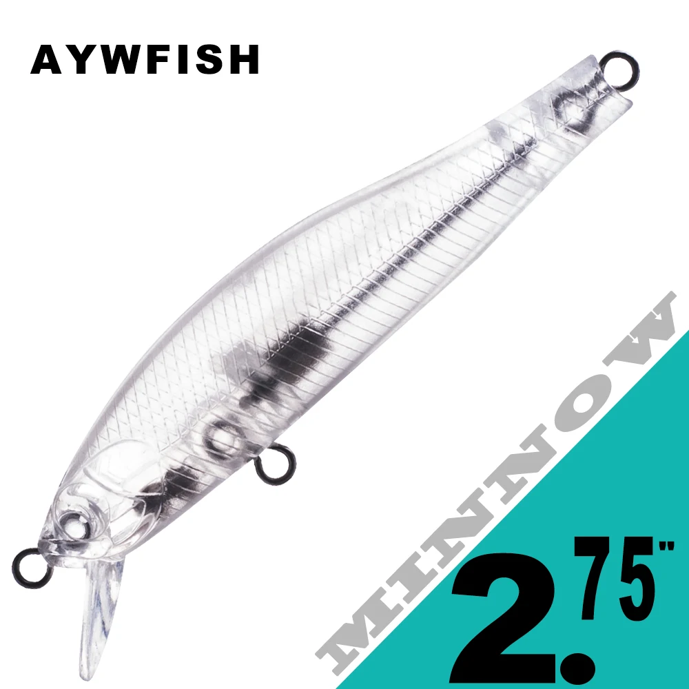 

AYWFISH 15PCS / Lot 7CM 4.7G Jerkbait Blanks Special Weight Inside Unpainted Float Minnow DIY Hard Plastic Transparent Bodies