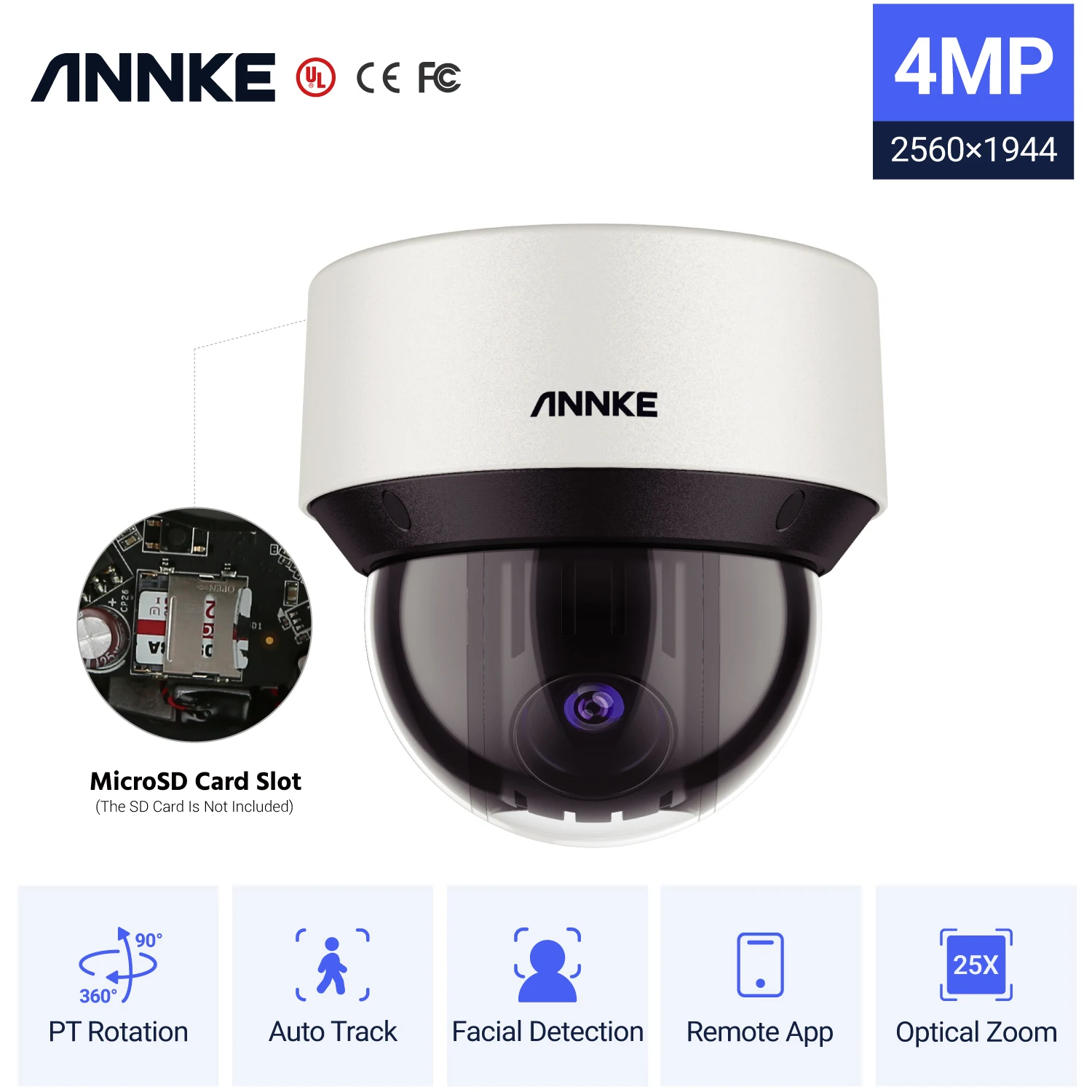 

ANNKE CZ500 25x Optical Zoom IR Network PTZ Camera 4MP Super HD PoE Security Camera Smart Home Color Night Vision IP66 Camera