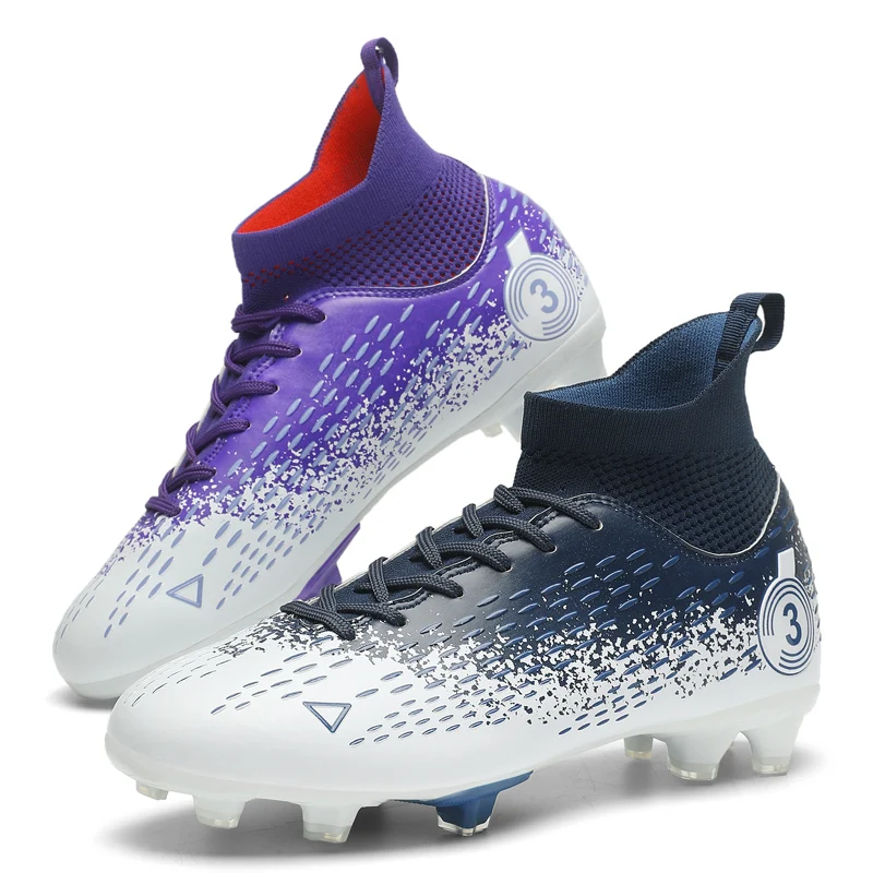 Men's High-Top Soccer Shoes FG/TF Football Boots Chilidren Anti-Slip Grass Training Soccer Cleats Wide Size 31-48