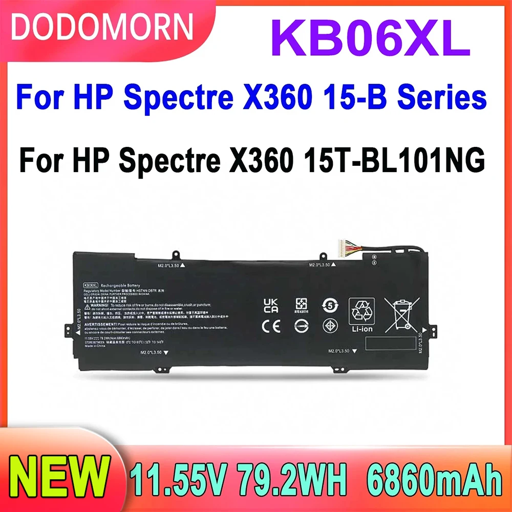 

Аккумулятор DODOMORN KB06XL для ноутбука HP SpectreX360 15-B 15-BL000 15-BL000NG 15T-BL100 15T-BL000 15T-BL101NG Series 79.2Wh
