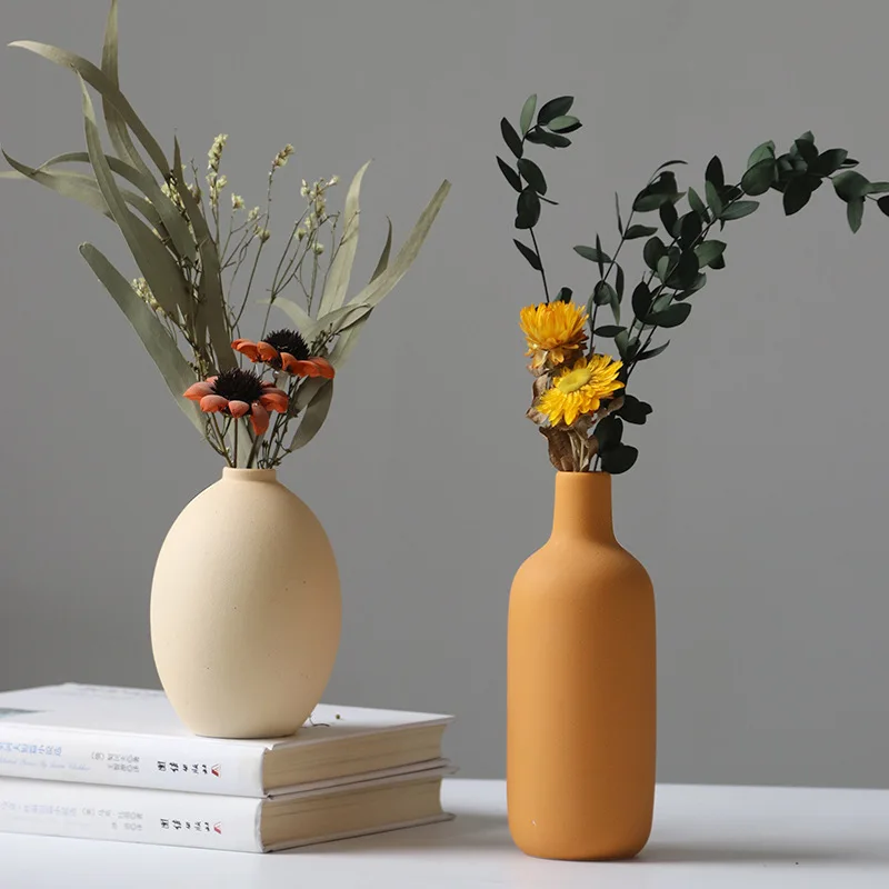 Morandi Vase Dry Flower Arranger Living Room TV Cabinet Table Decoration Ceramic Soft Decoration 5
