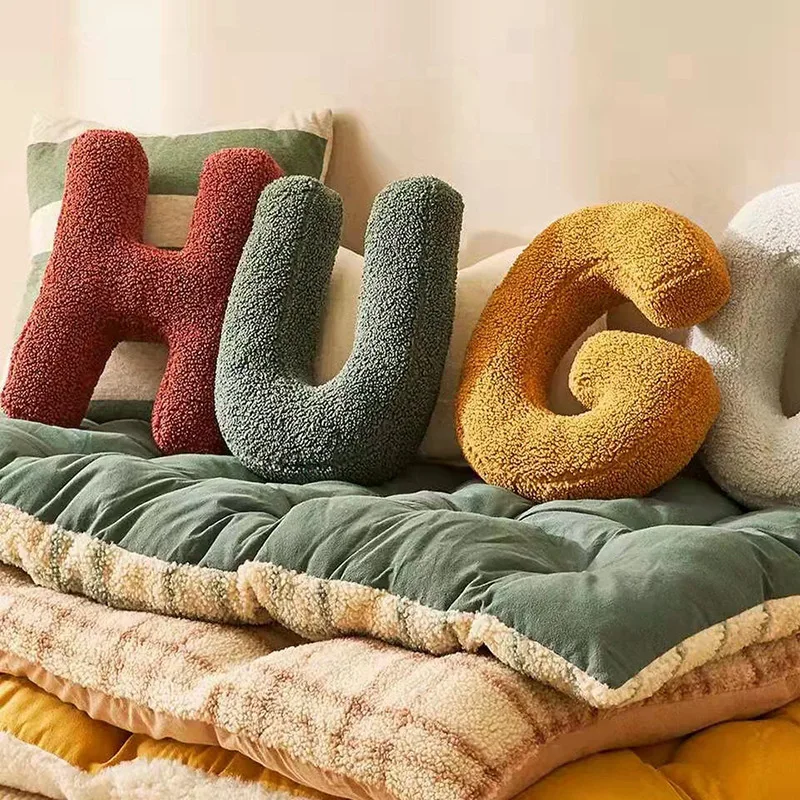 Ins 26 English Letters Plush Throw Pillow Soft Stuffed Kids Toys Dolls Sofa Cushion Room Decor Shooting Props for Children Gifts 3