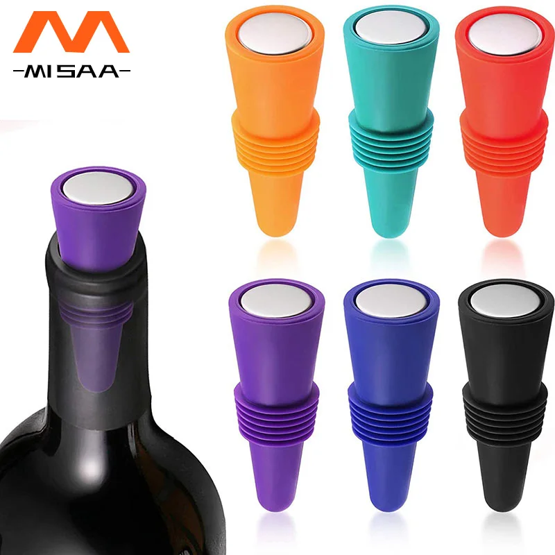 

Silicone Wine Bottle Stopper Beer Cap Stopper Cork Sparkling Leak Proof Champagne Bottle Sealer Stoppers Wine Bar Accessories