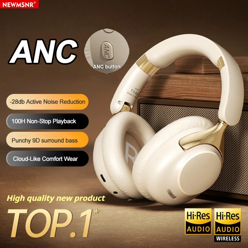 Premium Bluetooth Noise-Cancelling Wireless Headphones with 100H Playtime & 360° Surround Sound