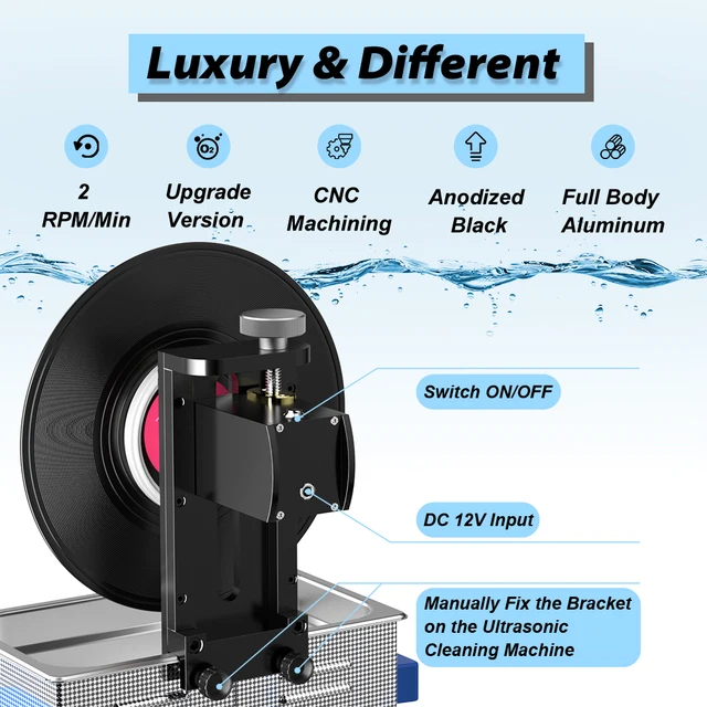  WEWU LP - Máquina limpiadora ultrasónica de vinilo, 6 L, con  soporte de discos de vinilo profesional, máximo 5 LP, limpieza de registros  de secado automático, 4 RPM/min, ahorro de etiquetas