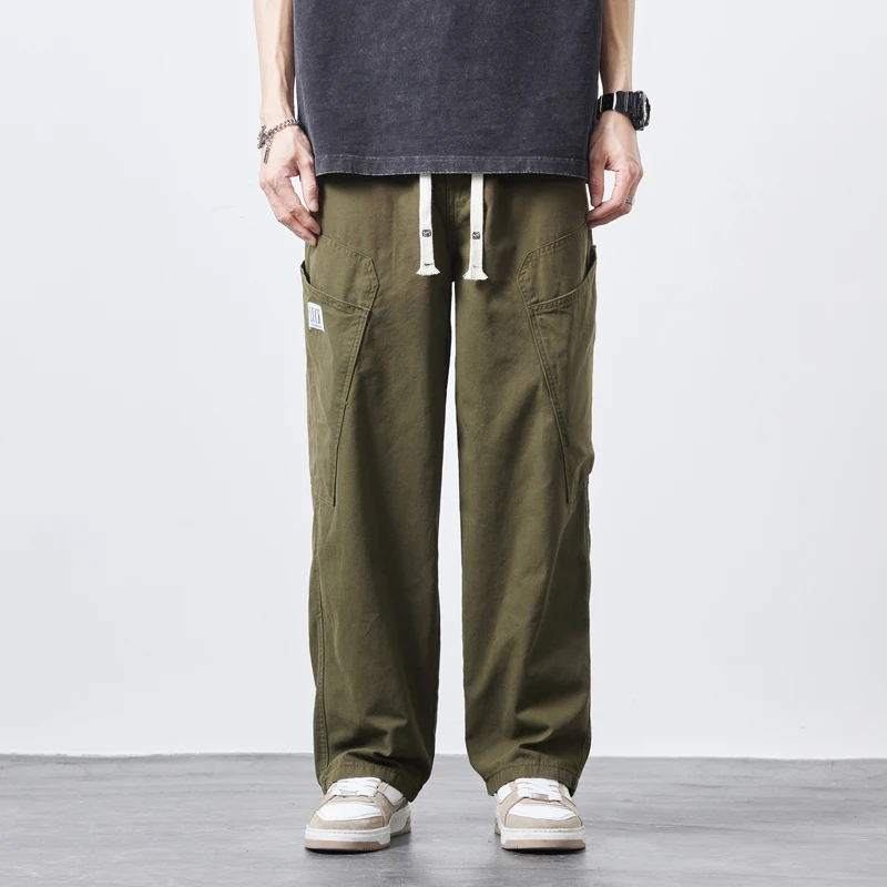 Men's Cargo Pants Drawstring With Multi-pocket Casual Baggy Streetwear Sweatpants Man Outdoor Hiking Twill Track Jogger Trousers 6