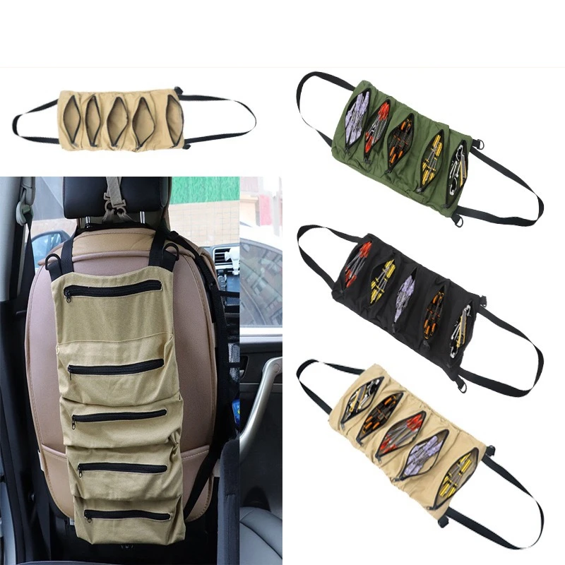 롤업 백 렌치 도구 파우치 도구 정리함 버킷 걸이 도구, 지퍼 캐리어, 오토바이 부품, 자동차 좌석 등받이 정리함