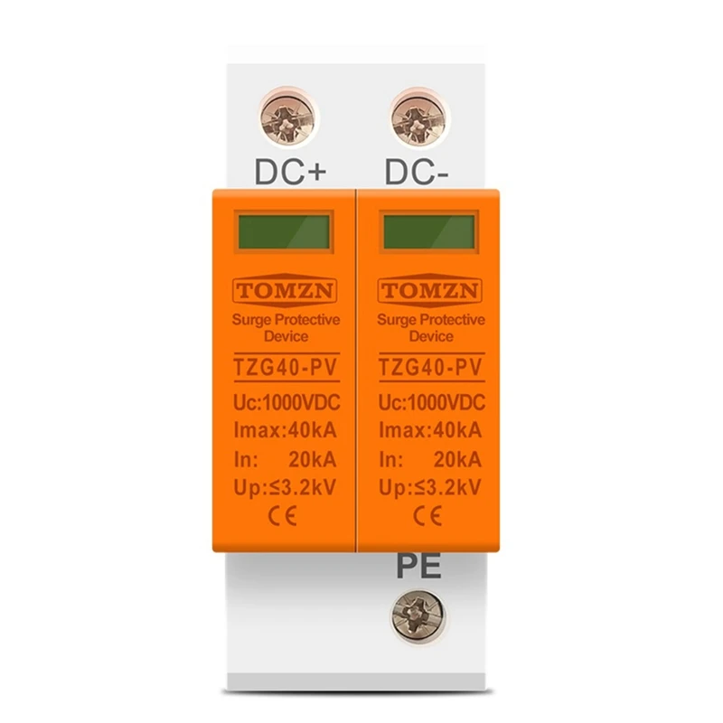 

TOMZN 1PC SPD DC 1000V 20KA-40KA House Surge Protector Protective Low-Voltage Arrester Device