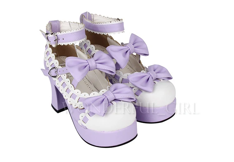 Neue japanische Stil Lolita Schuhe Dienstmädchen Cosplay Mädchen Prinzessin High Heels Damen Schuhe mit Schleife Größe 35-47 30