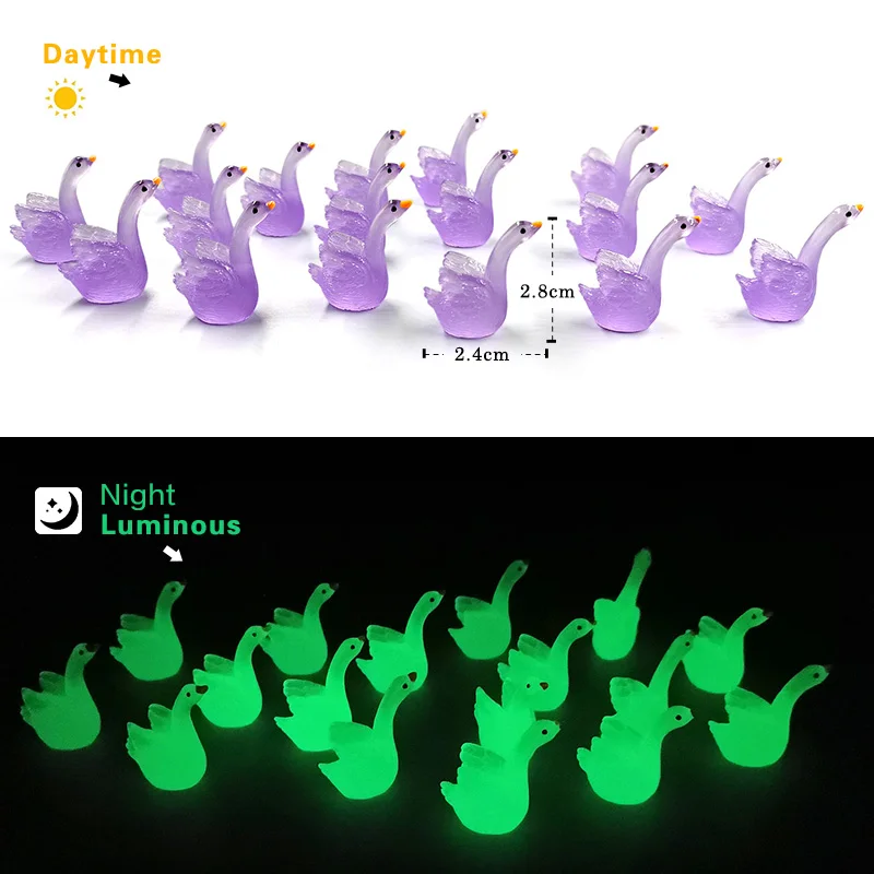 New Luminous Swan Goose DIY Home Decor Miniature Fairy Garden Decoration Accessories Glowing Figurine Animal Model Desk Figure miniature figurines,miniature ornament