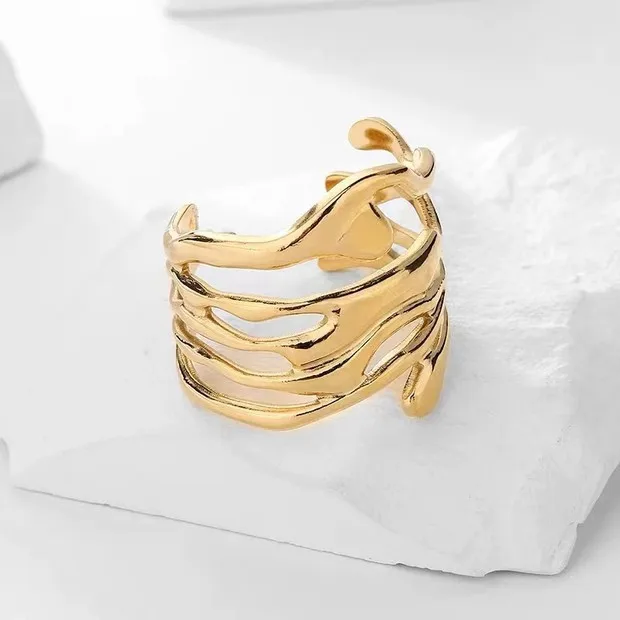 2025 Fashion Style Women's retro wide ring, adjustable silver geometric pattern ring_voghion.com