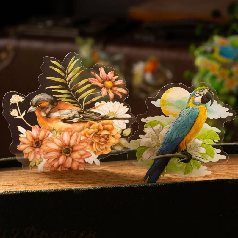 

Assorted Watercolor Painting Style Bird PET Stickers Decor Agenda Journaling Collage Material Aesthetic Phone Laptop Accessories