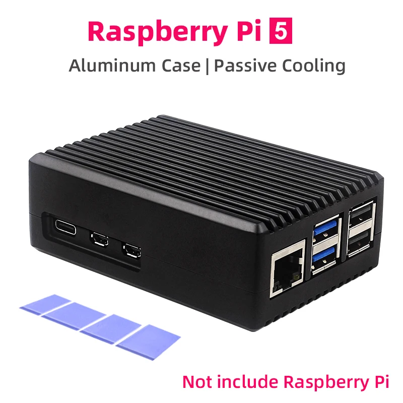 Raspberry pi Aluminum Case Concha de Resfriamento Passivo com Botão Interruptor de Dissipadores de Calor de Silicone Dissipação de Calor Silenciosa para Rpi Pi5