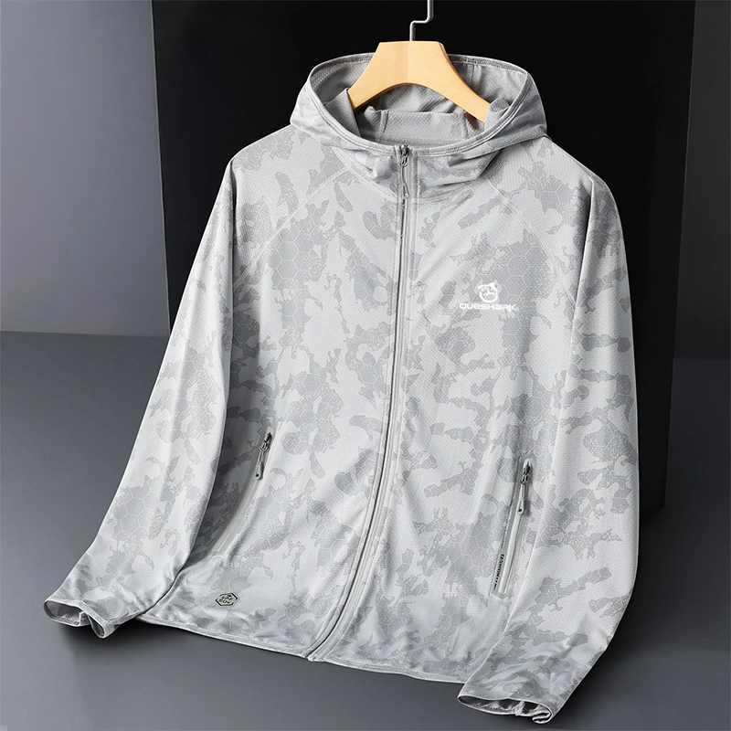 Queshark Reflective Men Quick Dry Ultrathin Ultralight UV UPF50+ Sunscreen Cycling Jacket Camouflage Sports Running Skin Coat
