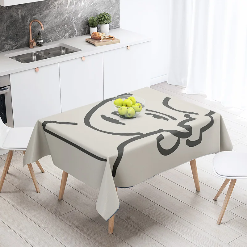 Ins Style Morandi Abstract Geometric Pattern Tablecloth Waterproof and Fade-proof Cafe Nordic Style Decorative Tablecloth 2