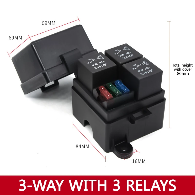 Automotive 6-way fuse box with relay box assembly 12 way 10 way 8 modified circuit protection fuse