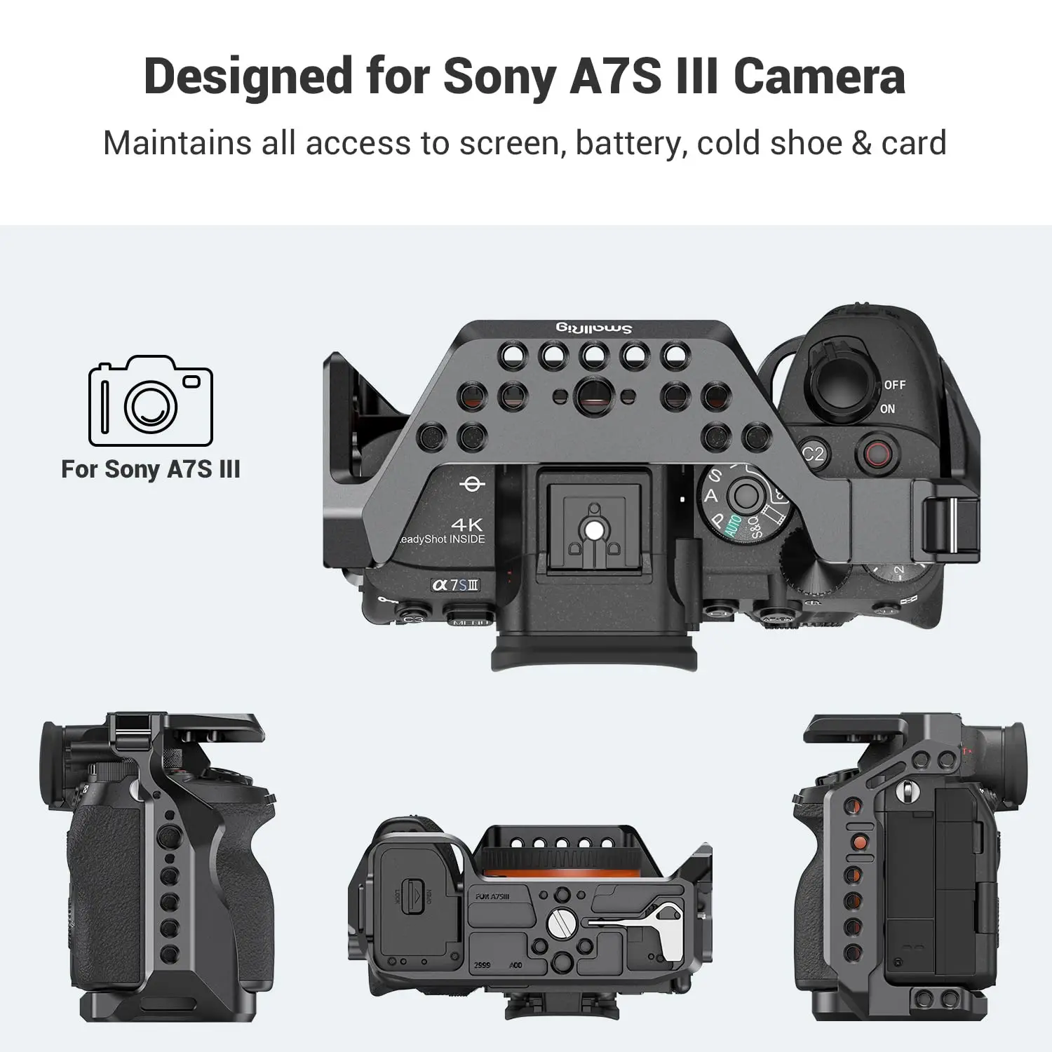 Apenas para Sony Alpha 7s Iii A7s Iii A7s Iii A7siii A7siii A7s3 Full Cage com Roscas de 20 e 16 - Image 2