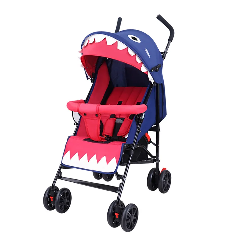 Portable baby stroller Simple folding children's shock absorber car Refreshing and breathable baby carriage Can sit or lie down