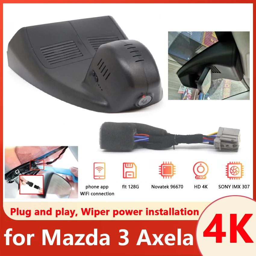 

New!Car Dvr Front Rear Camera Recorder 4K Dash Cam OEM Dashcam for Mazda 3 Axela 2023 2022 2021 2020 2019 Plug and play Dash Cam