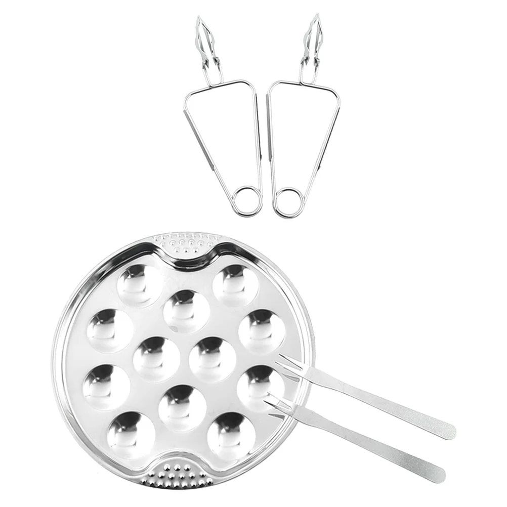 

1 set of Escargot Tong Escargot Baking Plate Serving Plate Useful Escargot Dish