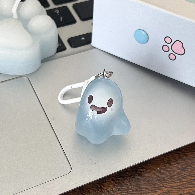 CRASPIRE 8Pcs Halloween Ghost Keychains - Cute Enamel Ghost Keyrings For Bags, Backpacks & Party Favors