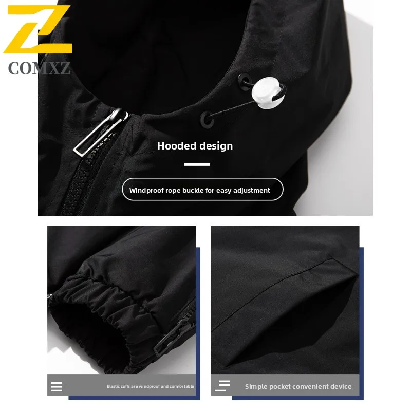 Men's American Style Streetwear Hooded Jacket Lightweight Waterproof Windbreaker Loose Fit Vintage Style Autumn Winter Coat 2025