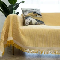 Woven Cotton Sofa Cover Blanket Solid Color Non-slip Sofa Towel for Living Room Furniture Decor Tapestry Couch Cover 2