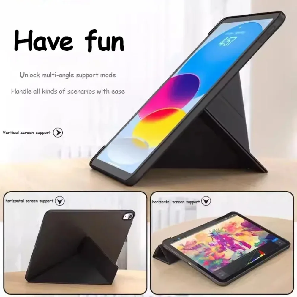 Magnetic Y-Fold Stand Tablet Case - Premium TPU Leather Silicone Cover, 8.7 Inch