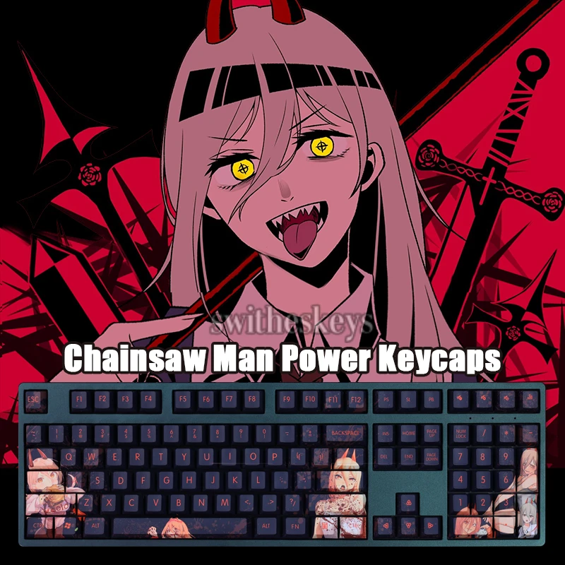108 Keys Chainsaw Man Power Keycaps Cherry Profile Anime Keycap PBT Dye