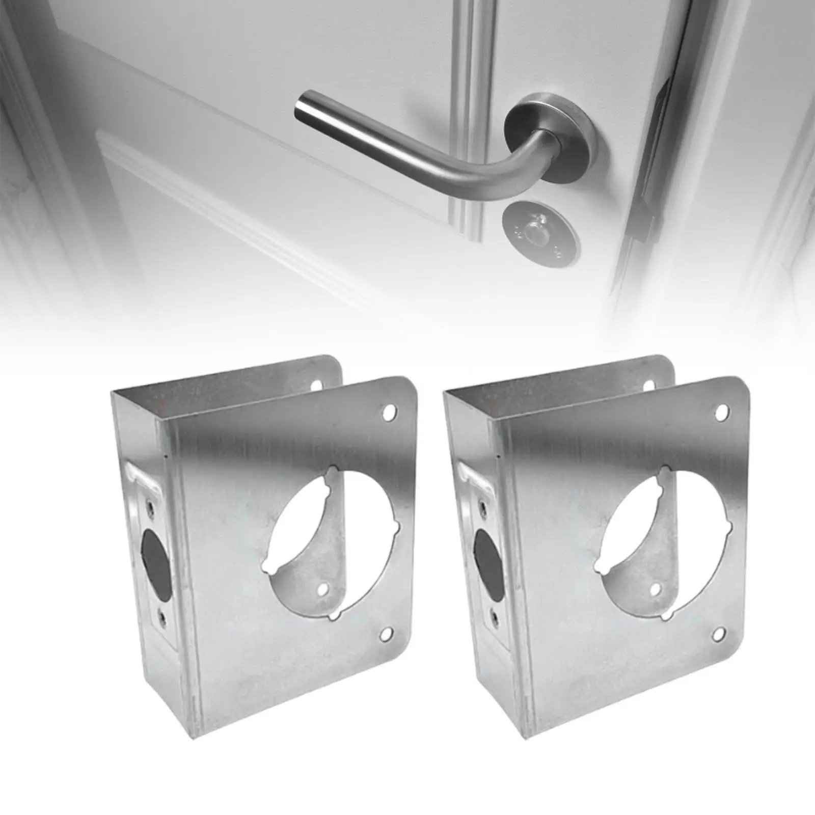 Lock and Door Reinforcer Home Security Door Lock Plate Reinforce Repair Easy to Install 2-1/8" Single Bore, 2-3/8" Backset