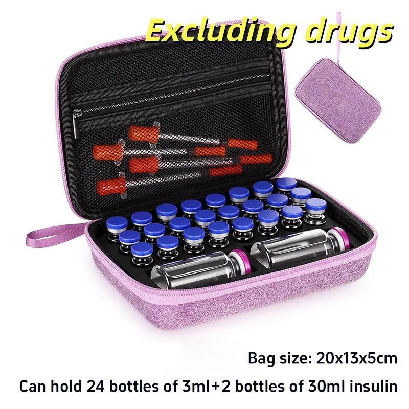 10-60 Grids Insulin Peptide Vial Storage Case EVA Travel Organizer